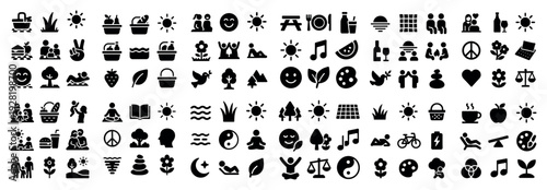 Mixed symbol icons organized in long horizontal strip