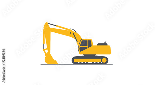 Yellow excavator machine heavy equipment.