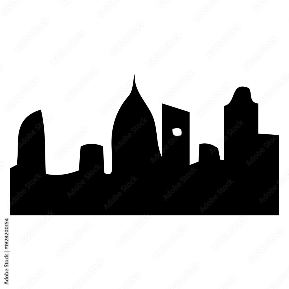 Fototapeta premium Black City Skyline Silhouette Icon Isolated on White