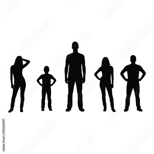 Silhouettes of diverse family members standing together