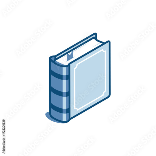 Isometric vector linear icon of a book with a bookmark, in color on a white background, study or library concept