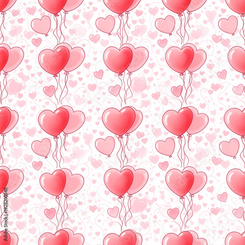 Sweet Red Balloons and Hearts Pattern for Celebrations and Events