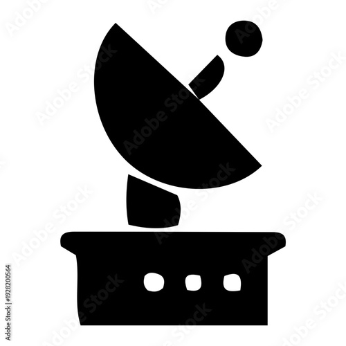Black Silhouette Icon of Satellite Dish Antenna