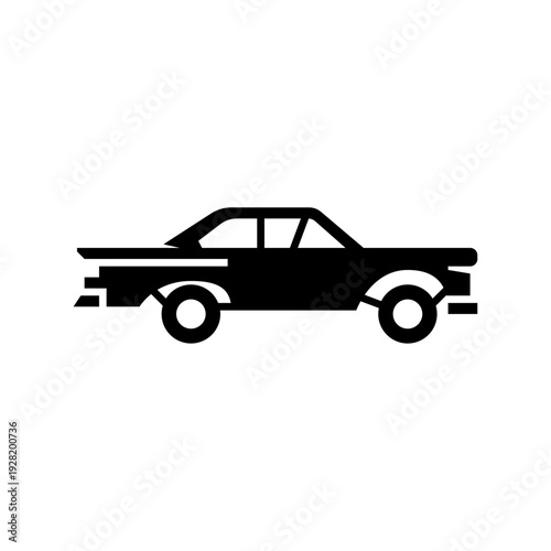 Custom muscle car glyph icon. muscle car solid illustration.