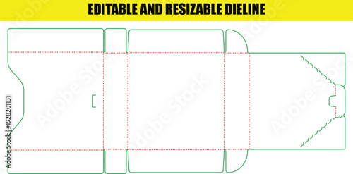 Elongated Shallow Folding Box Die Line Template for Specialized Product Packaging Needs and Design