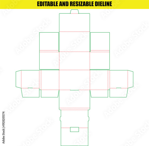 Symmetrical Cube Folding Box Die Line Template for Balanced Product Packaging Solutions and Display