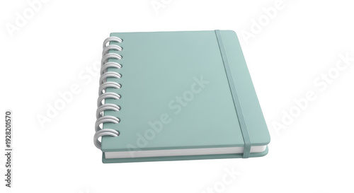 A neatly stacked set of light blue spiral-bound notebooks ready for use isolated on transparent background