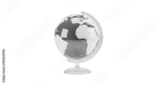 A sleek globe on a white stand with a minimalist design. isolated on transparent background