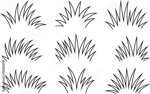 Grass vector illustration set with various blades and styles