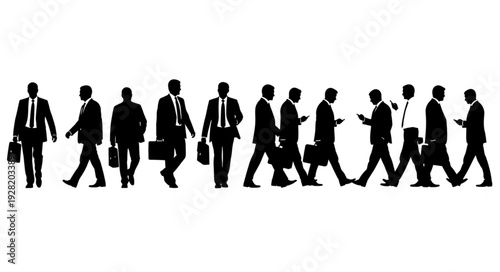 Business People Walking Silhouettes.