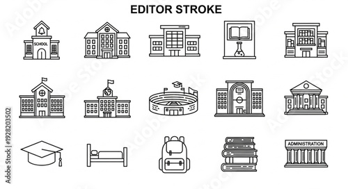Editor Stroke Building Icons Set.