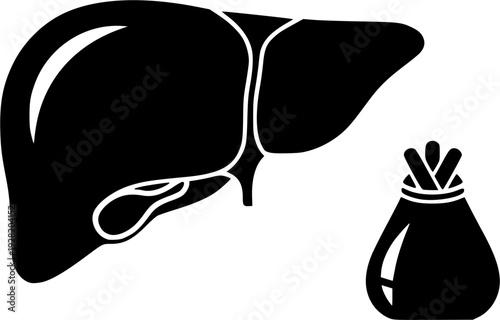 liver silhouette line art vector illustration with a white background