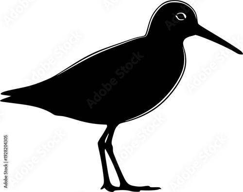 sandpiper silhouette line art vector illustration with a white background