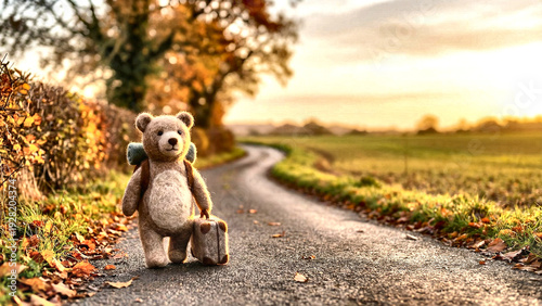 Felted Doll Walking Away with Suitcase