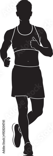 Male runner silhouette in action outdoor sport activity