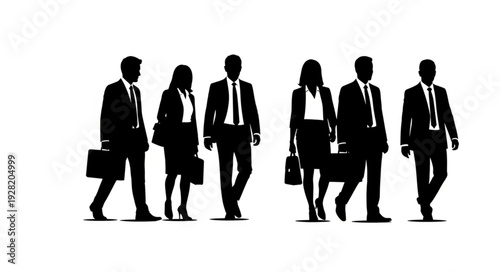 Business Professionals Walking with Briefcases.