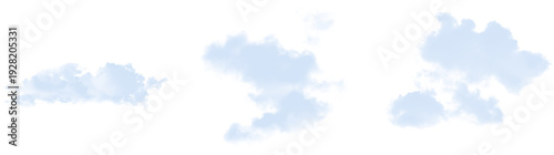 Soft blue clouds isolated on transparent background