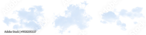 Puffy blue clouds on a transparent background illustration