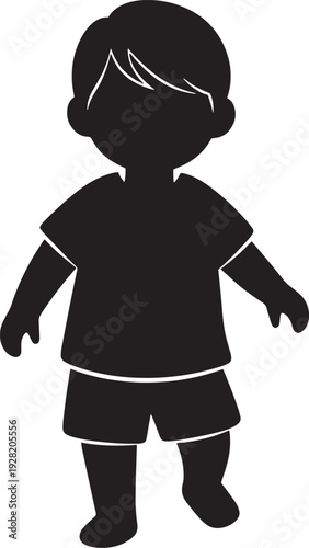 Little boy silhouette vector icon isolated childhood character art