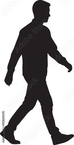 Man walking silhouette vector illustration full length side profile