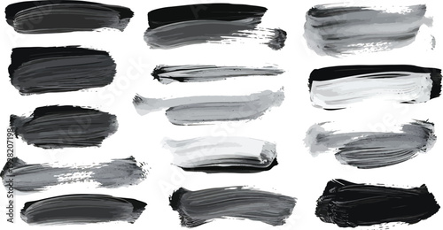 Black, Gray, White Brush Strokes on White Background