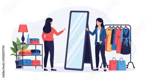 Women Standing Near Large Digital Tablet.