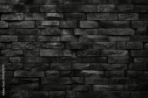 Processed collage of black brick wall surface texture. Background for banner, backdrop or texture.