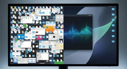 Digital declutter: messy, disorganized desktop versus clean, focused workspace