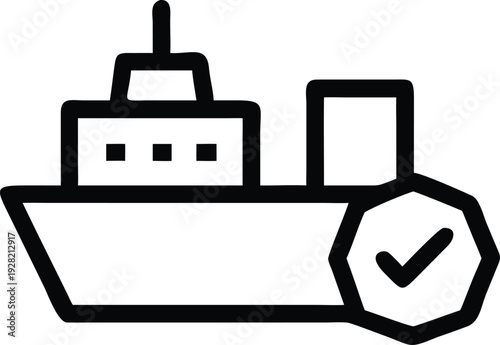 Cargo Ship Ocean Freight Icon Symbolizing Successful Maritime Transport and Verified Shipments