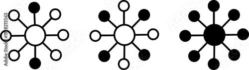 Modern network connection icons in black and white