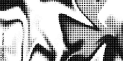 Grunge halftone gradient background. Faded grit noise texture. White and black sand wallpaper. Retro pixelated backdrop. Anime or manga style comic overlay. Vector graphic design textured template