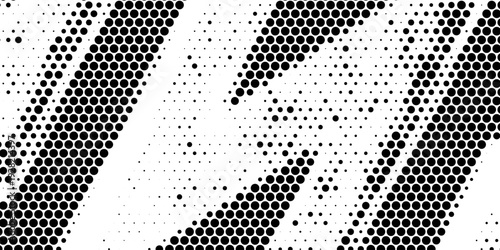 Grunge halftone gradient background. Faded grit noise texture. White and black sand wallpaper. Retro pixelated backdrop. Anime or manga style comic overlay. Vector graphic design textured template