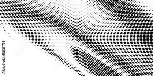 Grunge halftone gradient background. Faded grit noise texture. White and black sand wallpaper. Retro pixelated backdrop. Anime or manga style comic overlay. Vector graphic design textured template