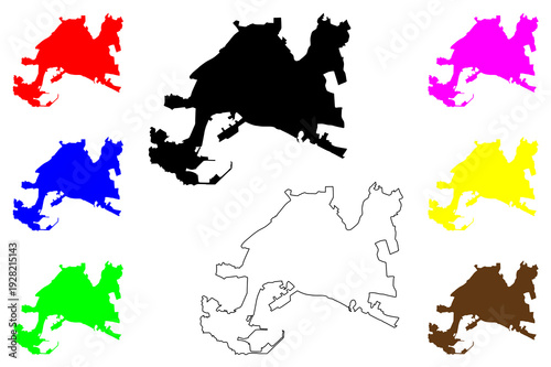 Palma de Mallorca city (Kingdom of Spain) map vector illustration, scribble sketch Palma map