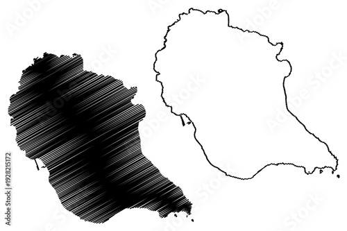 Nakanoshima island (Japan, East Asia, Japanese archipelago, Tokara Islands, Kagoshima Prefecture) map vector illustration, scribble sketch Nakano-shima map
