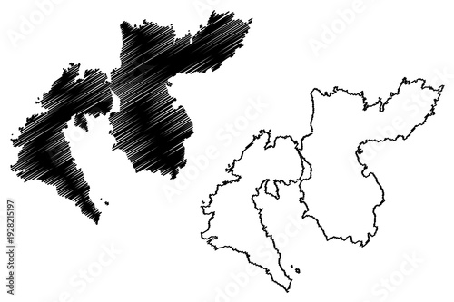Nishinoshima island (Japan, East Asia, Japanese archipelago) map vector illustration, scribble sketch Nishinoshima map