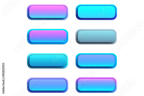 Wallpaper Mural Set of modern glossy buttons with blue and purple gradients, isolated on a transparent background. Torontodigital.ca