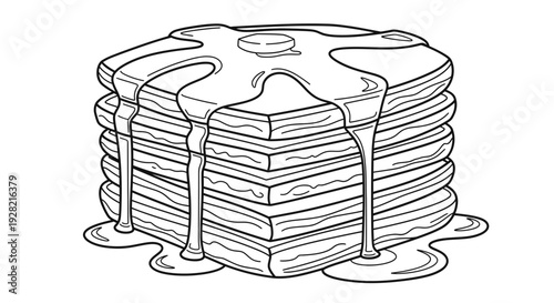 Mouthwatering Stack of Pancakes With Syrup and Flour Dusting for Breakfast