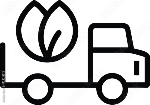 Commercial Delivery Truck with Two Green Leaves Representing Environmentally Conscious Shipping and Logistics