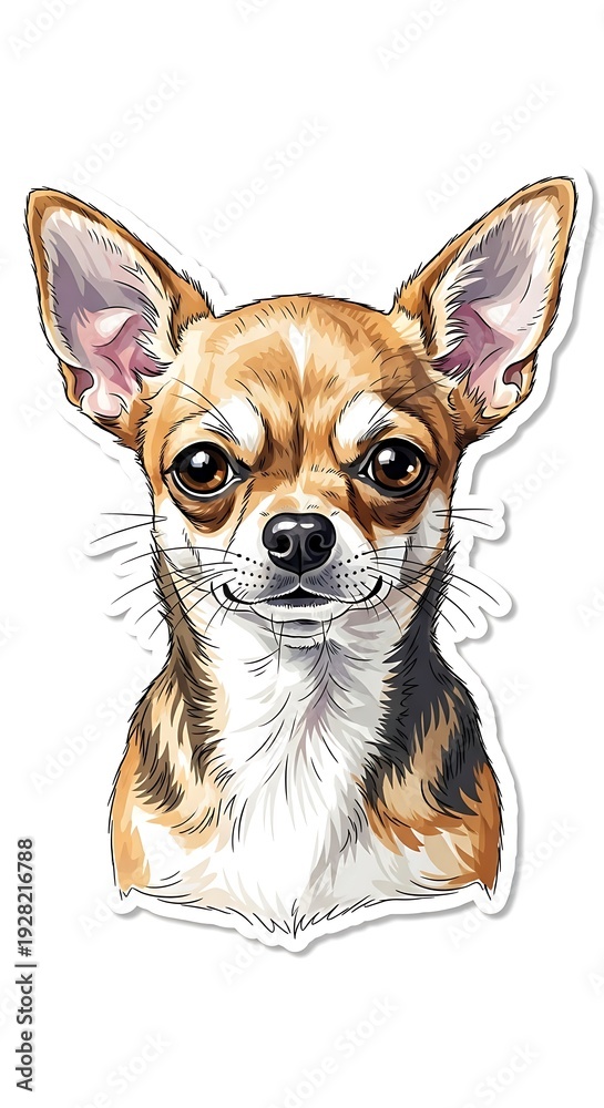 Obraz premium Chihuahua Portrait - A Detailed Watercolor Illustration of a Beloved Breed.