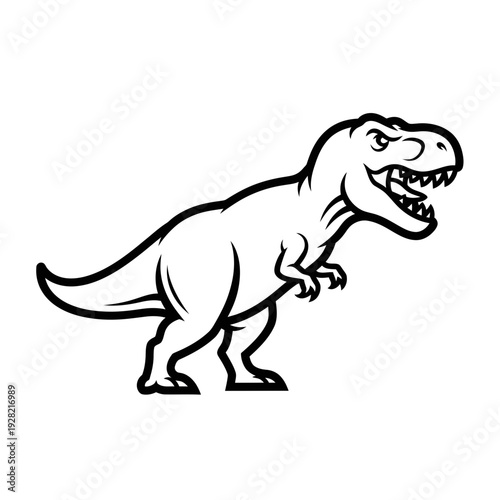Tyrannosaurus Rex Dinosaur Line Art Illustration for Education and Design Projects