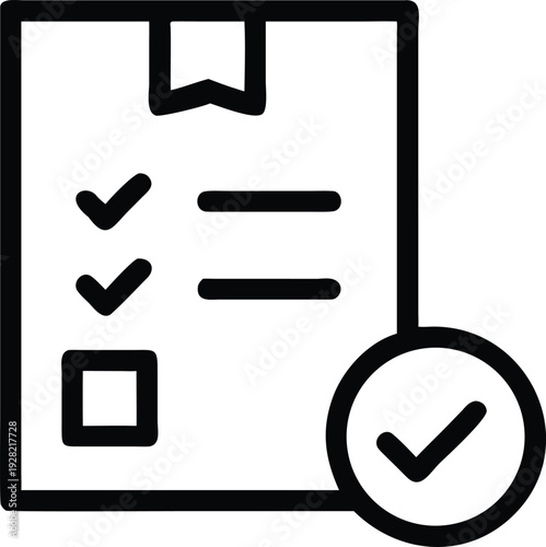 Confirmed order fulfillment with a package displaying a complete checklist and validation mark