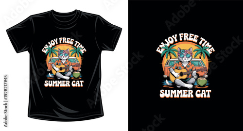 Cat graphic vector art t-shirt design print template