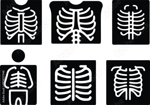human x-ray scan health hospital bone white line black background vector illustration 
