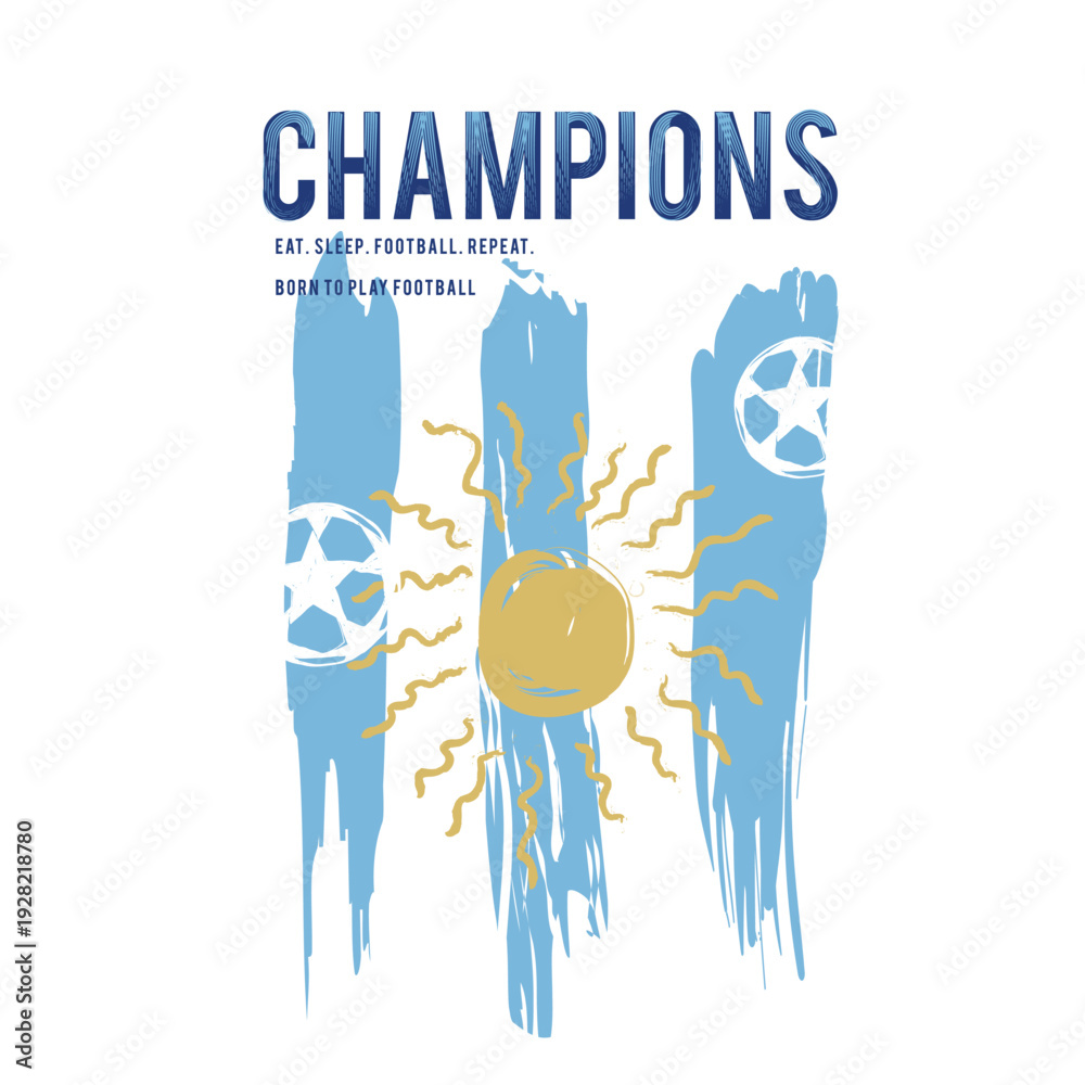 Fototapeta premium Champions Football team in the world. brush stock Flag design. sporty print design.
