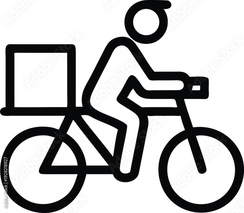 Dedicated bicycle messenger carrying a large square container for urban package transport