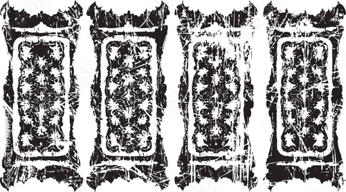 decorative vintage ornate rectangular frames with floral pattern and distressed texture