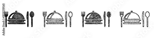 Sketch main course icon design set