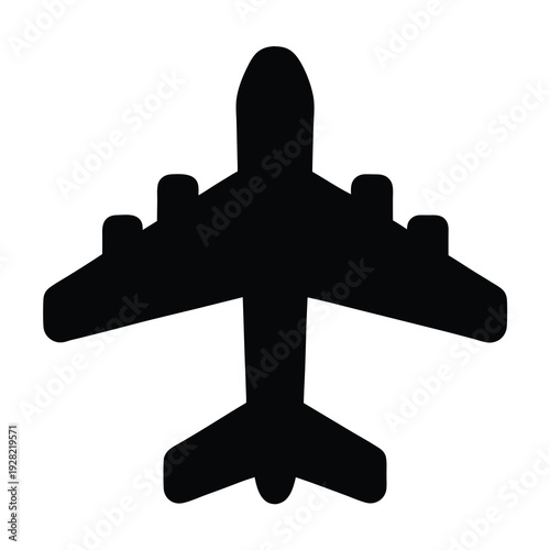 Silhouette of an airplane flying, representing transportation and travel services