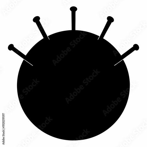 Stylized Black Virus with Spikes Emanating Outward, A Microbial Threat Concept